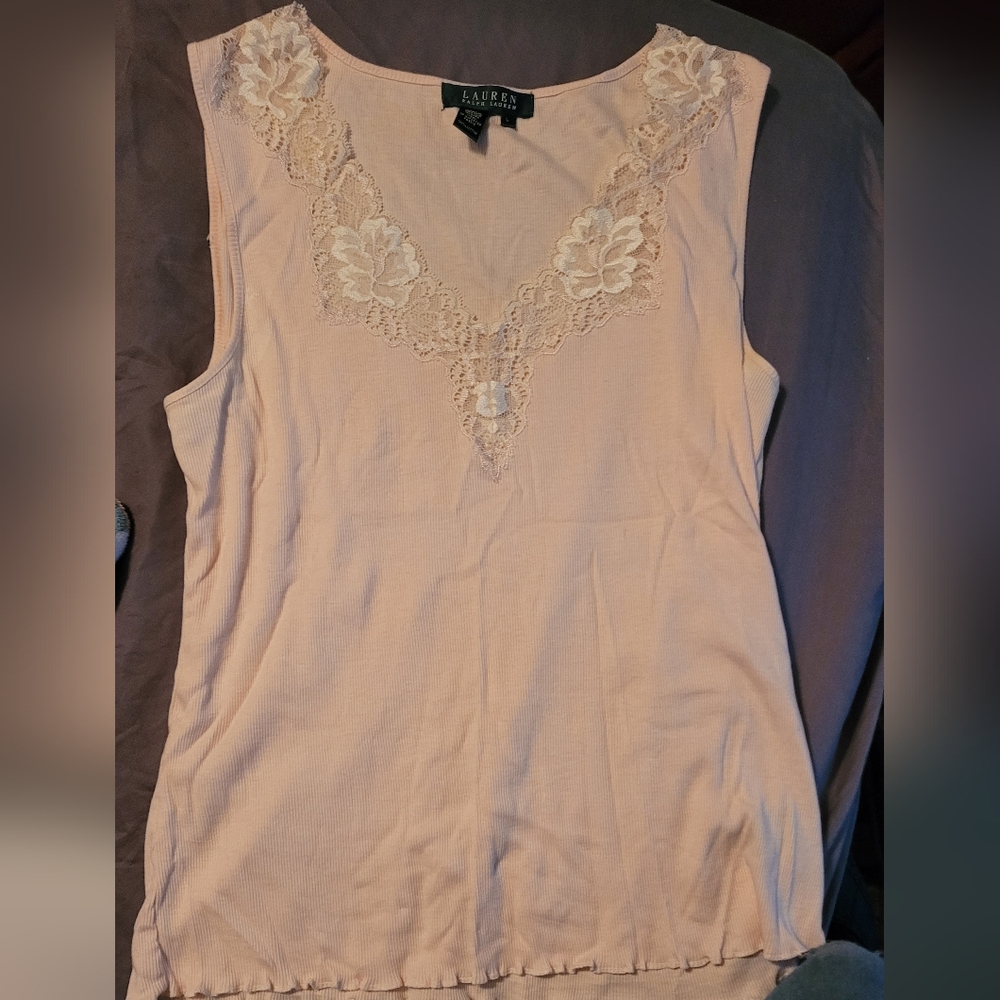 Lauren size L ribbed tank top Pink